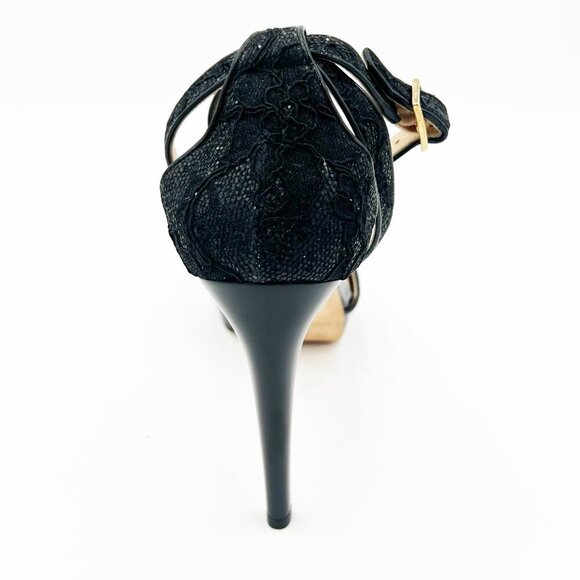 Jimmy Choo London Black Kayden Ankle Strap Sandal 40.5 Leather Suede Glitter - Picture 8 of 14